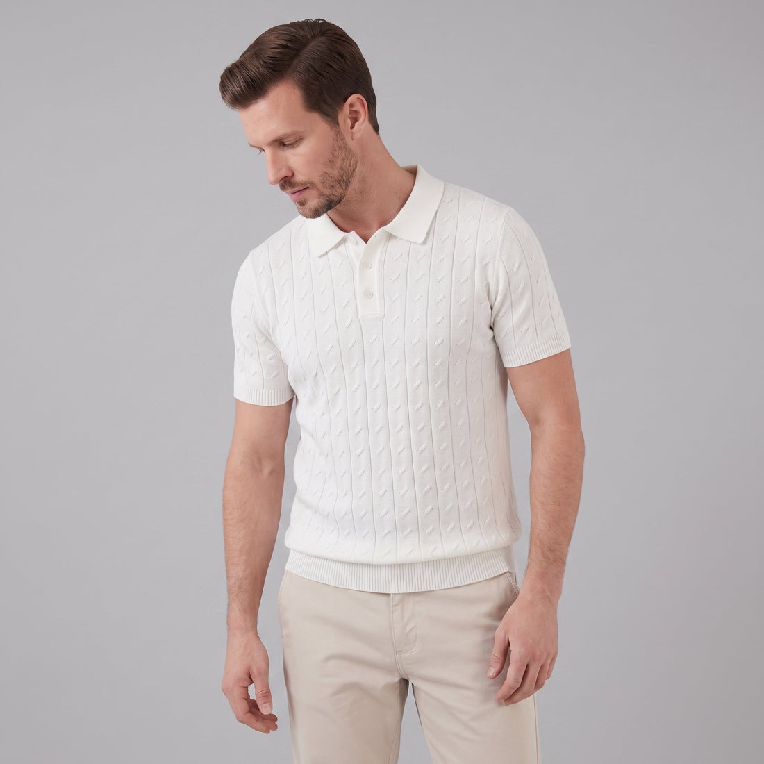 Men's Textured Knit Polo Shirt