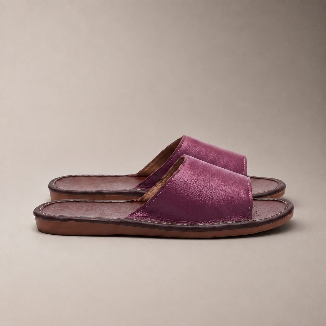 Men's Textured Leather Open-Toe Slide Sandal