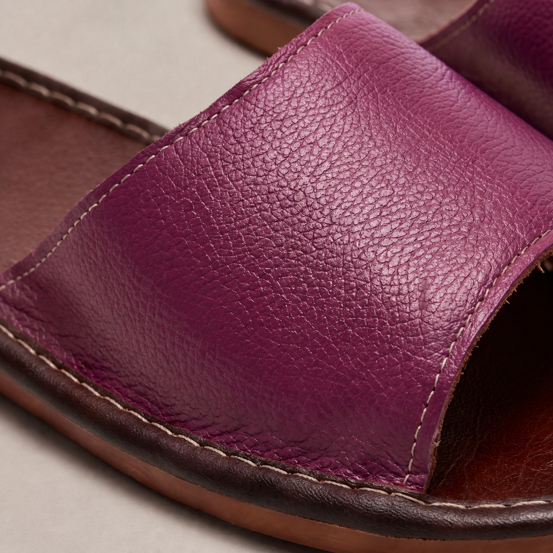 Men's Textured Leather Open-Toe Slide Sandal