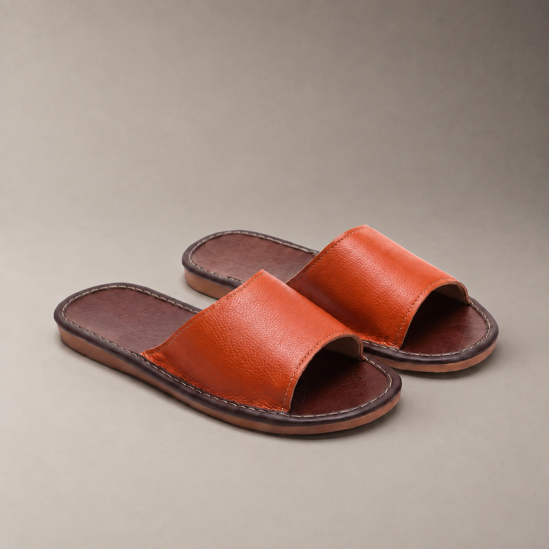 Men's Textured Leather Open-Toe Slide Sandal