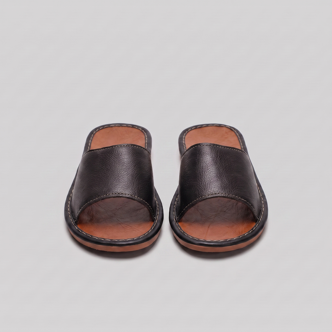 Men's Textured Leather Open-Toe Slide Sandal