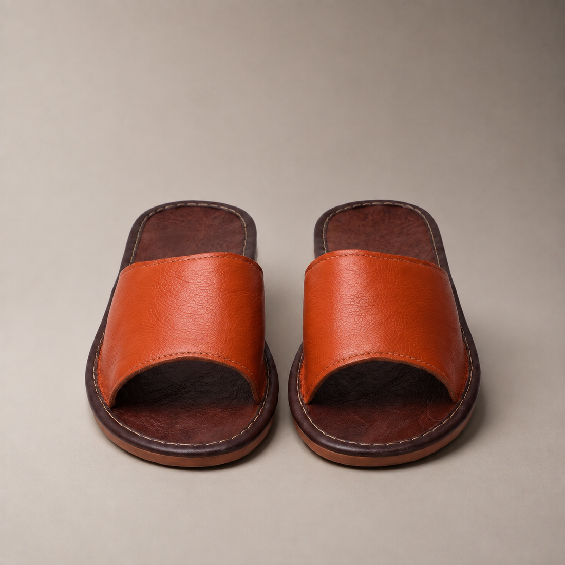 Men's Textured Leather Open-Toe Slide Sandal