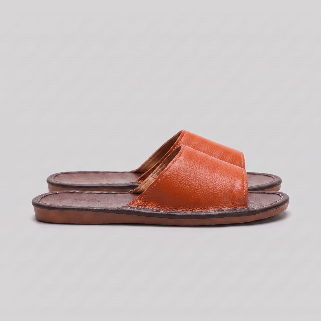 Men's Textured Leather Open-Toe Slide Sandal