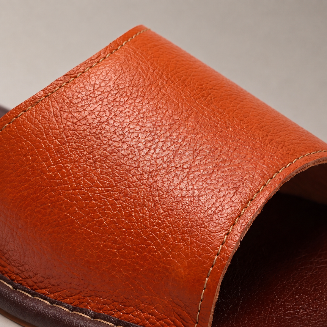 Men's Textured Leather Open-Toe Slide Sandal