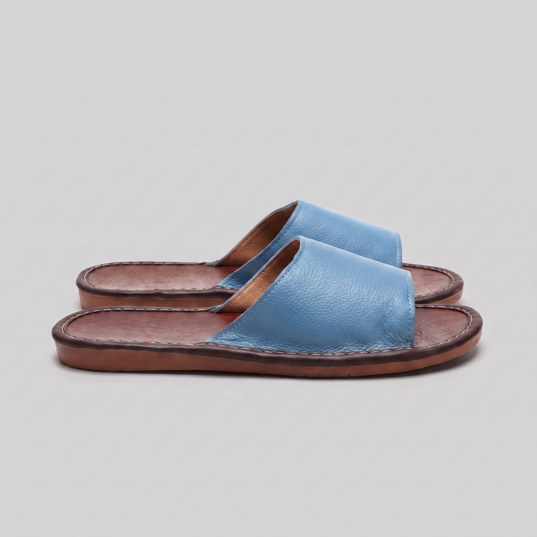 Men's Textured Leather Open-Toe Slide Sandal