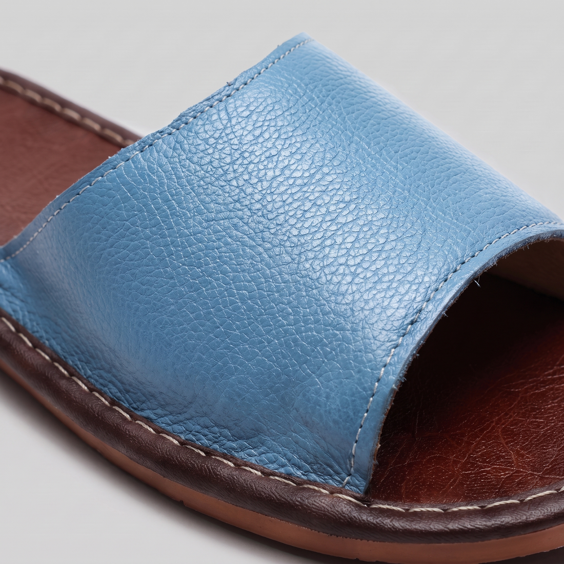 Men's Textured Leather Open-Toe Slide Sandal