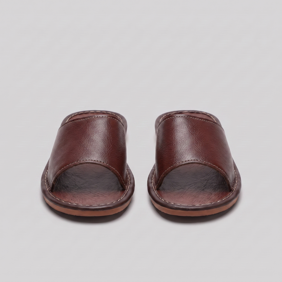 Men's Textured Leather Open-Toe Slide Sandal