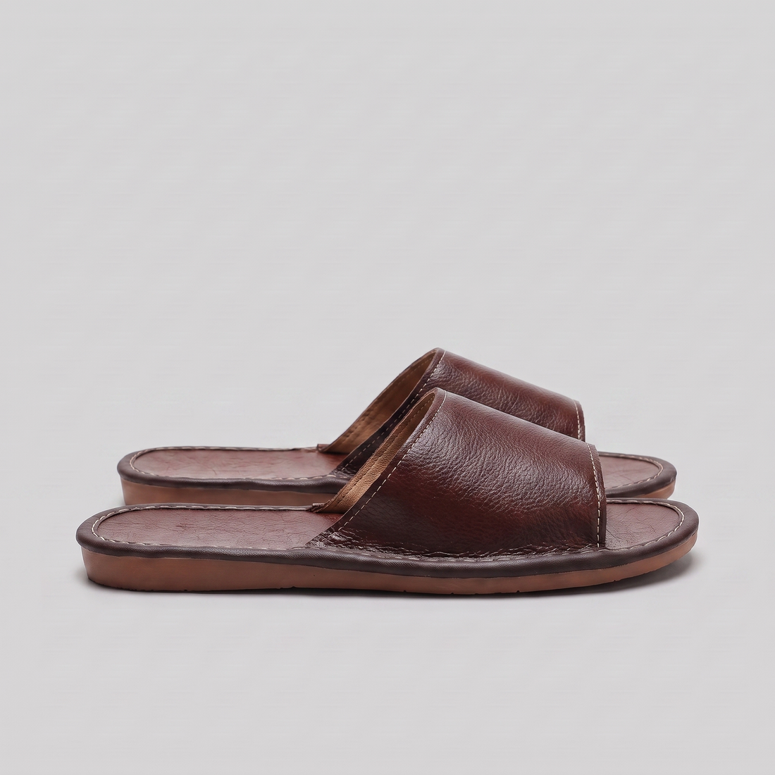 Men's Textured Leather Open-Toe Slide Sandal