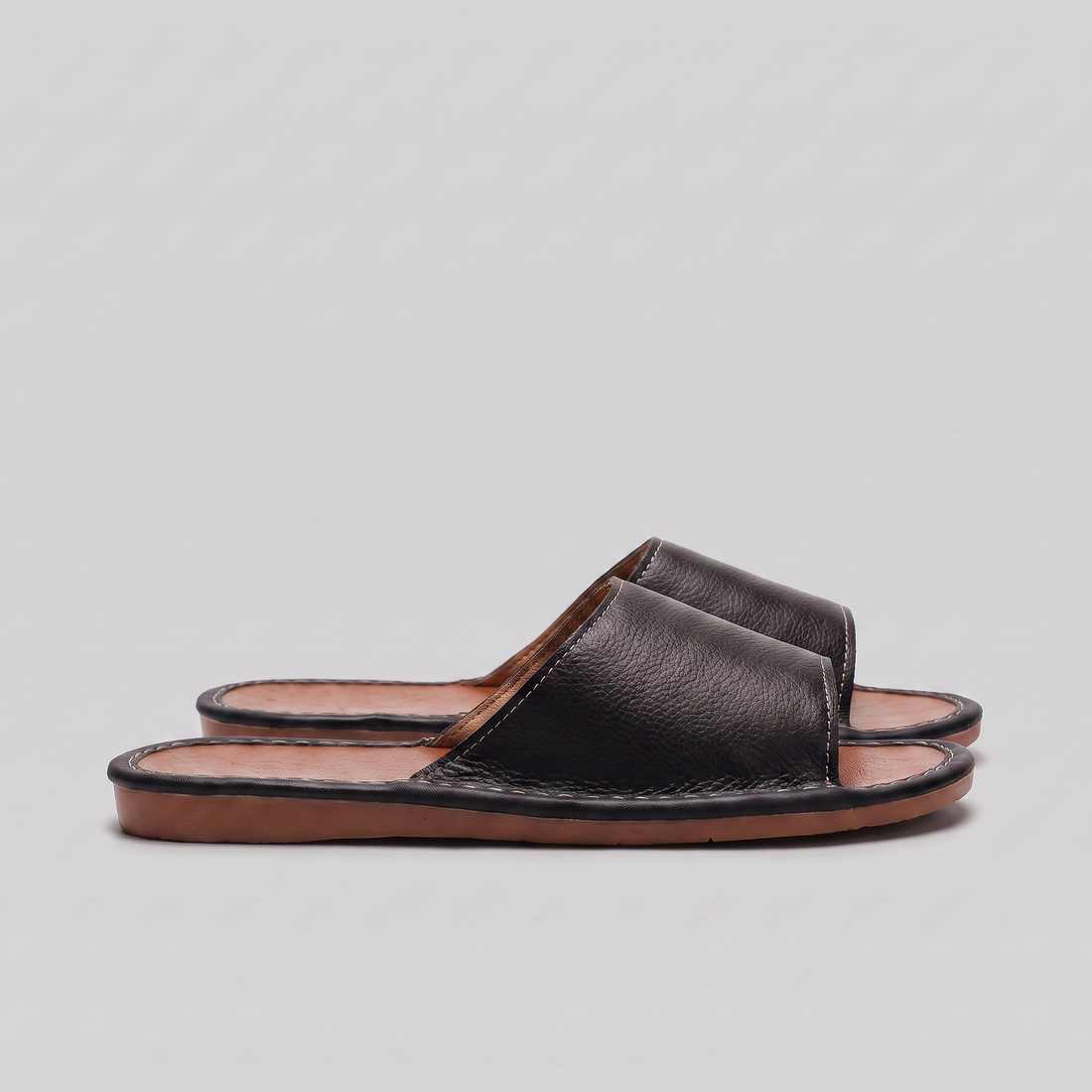 Men's Textured Leather Open-Toe Slide Sandal
