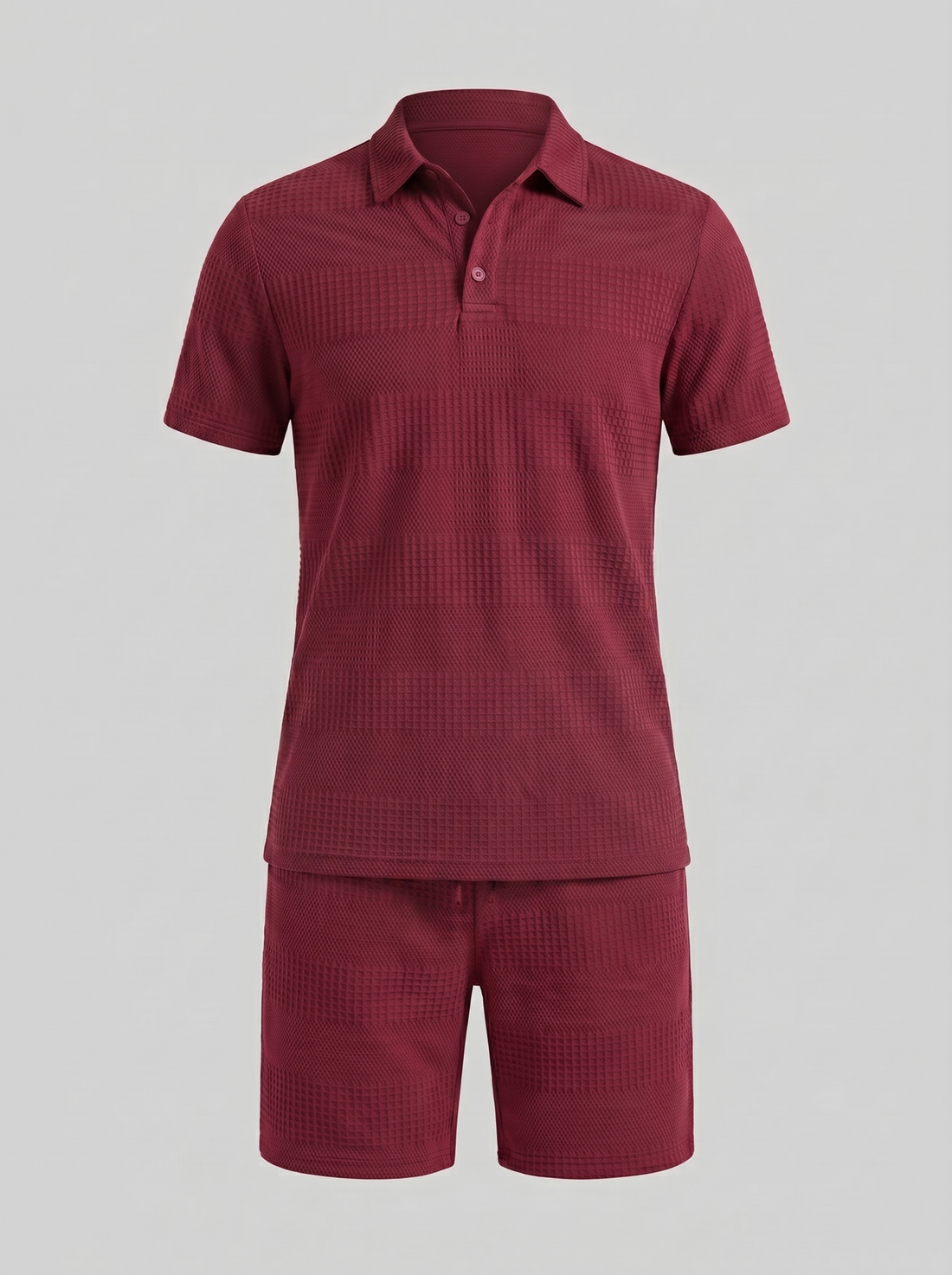 Men's Textured Polo and Shorts Set