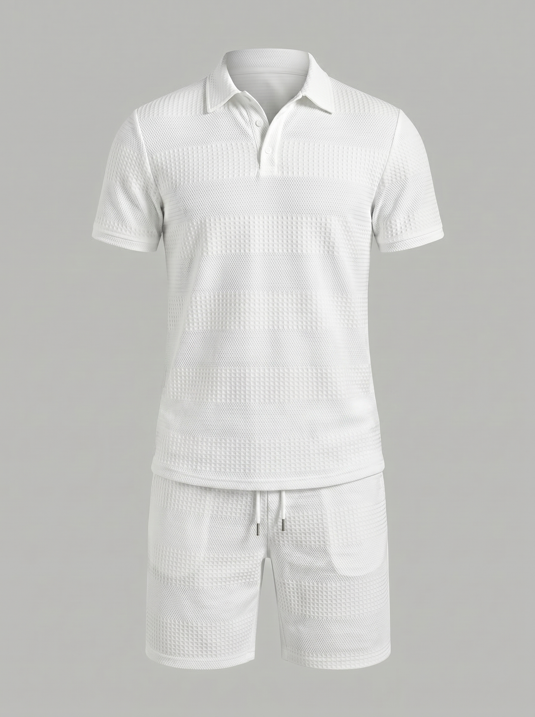 Men's Textured Polo and Shorts Set