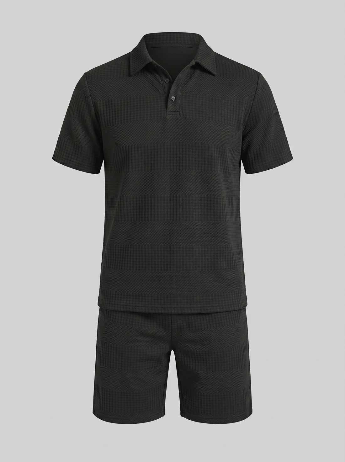 Men's Textured Polo and Shorts Set