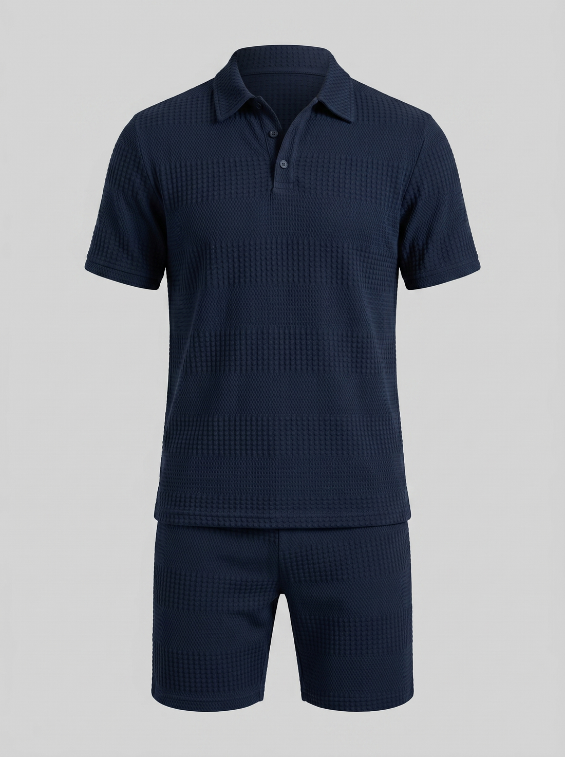 Men's Textured Polo and Shorts Set