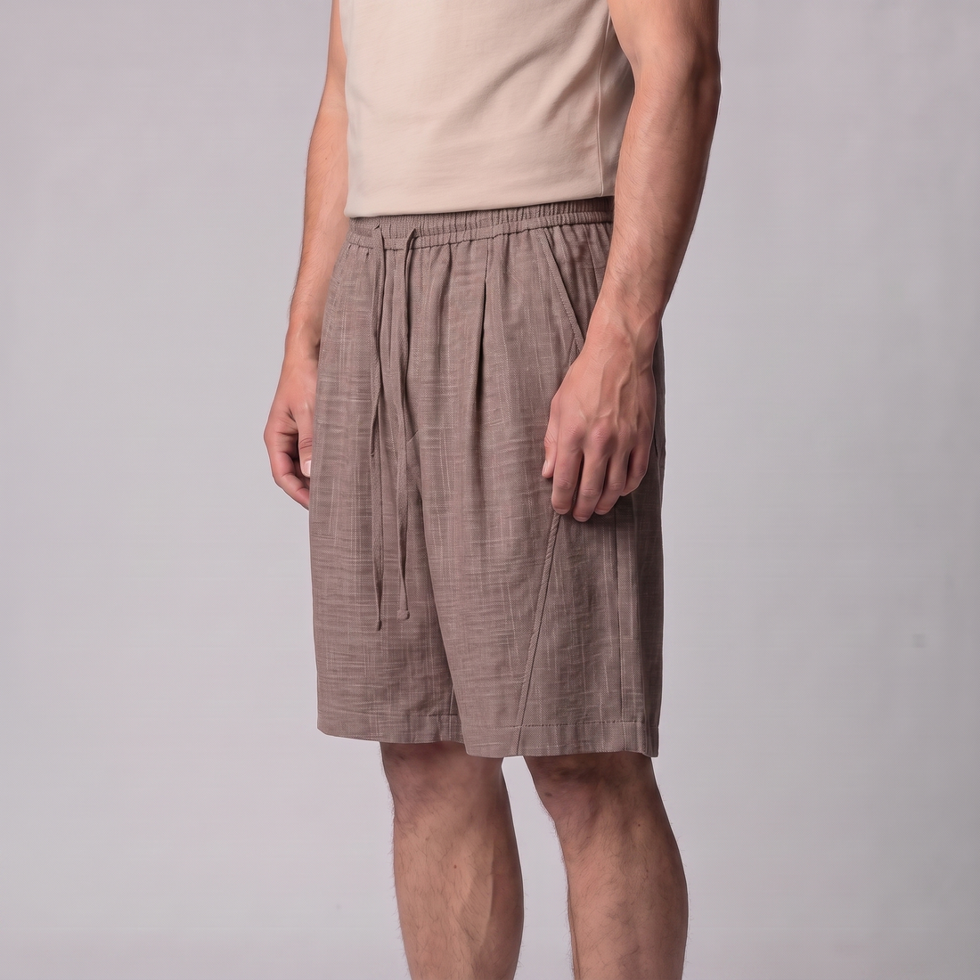 Men's Textured Polyester Drawstring Shorts