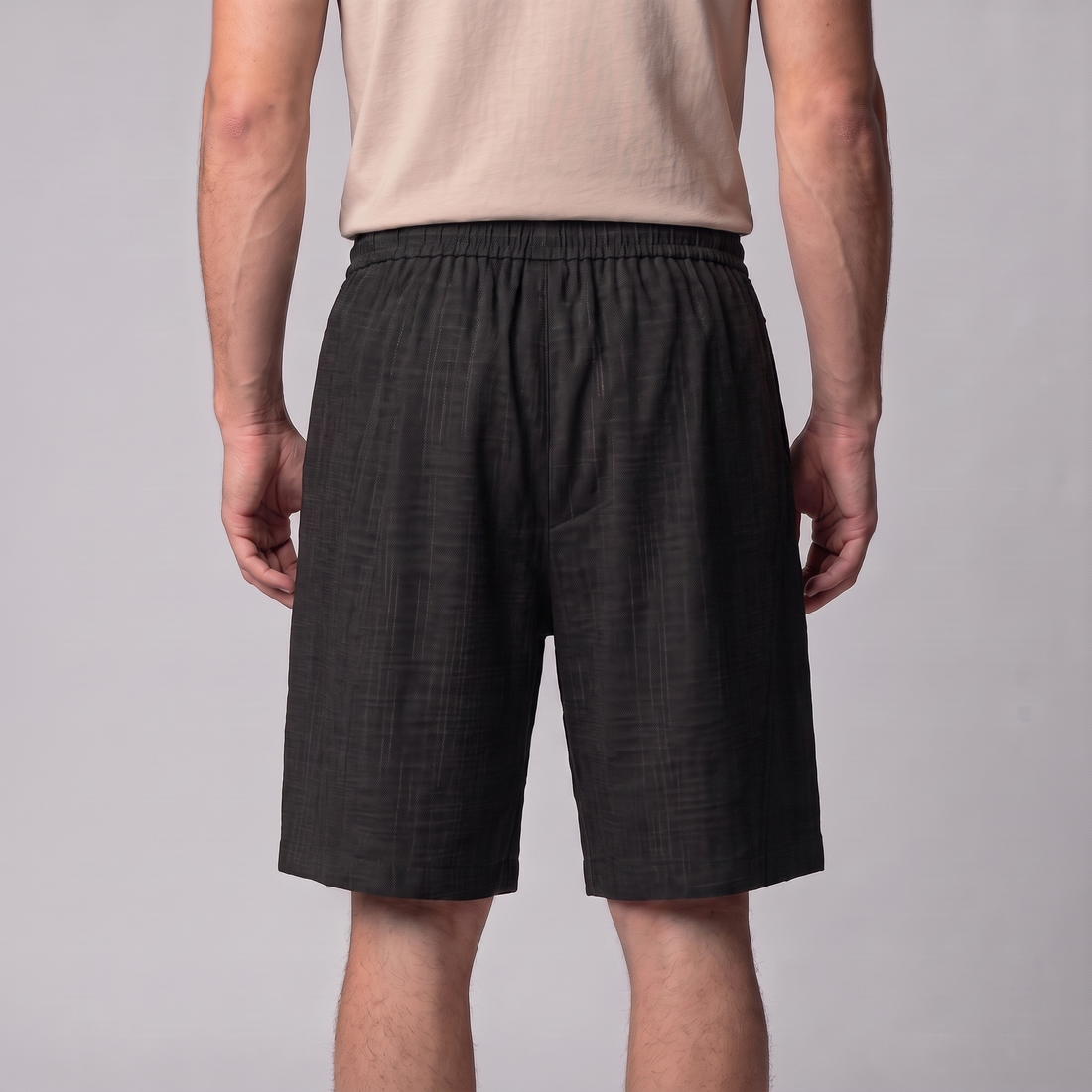 Men's Textured Polyester Drawstring Shorts