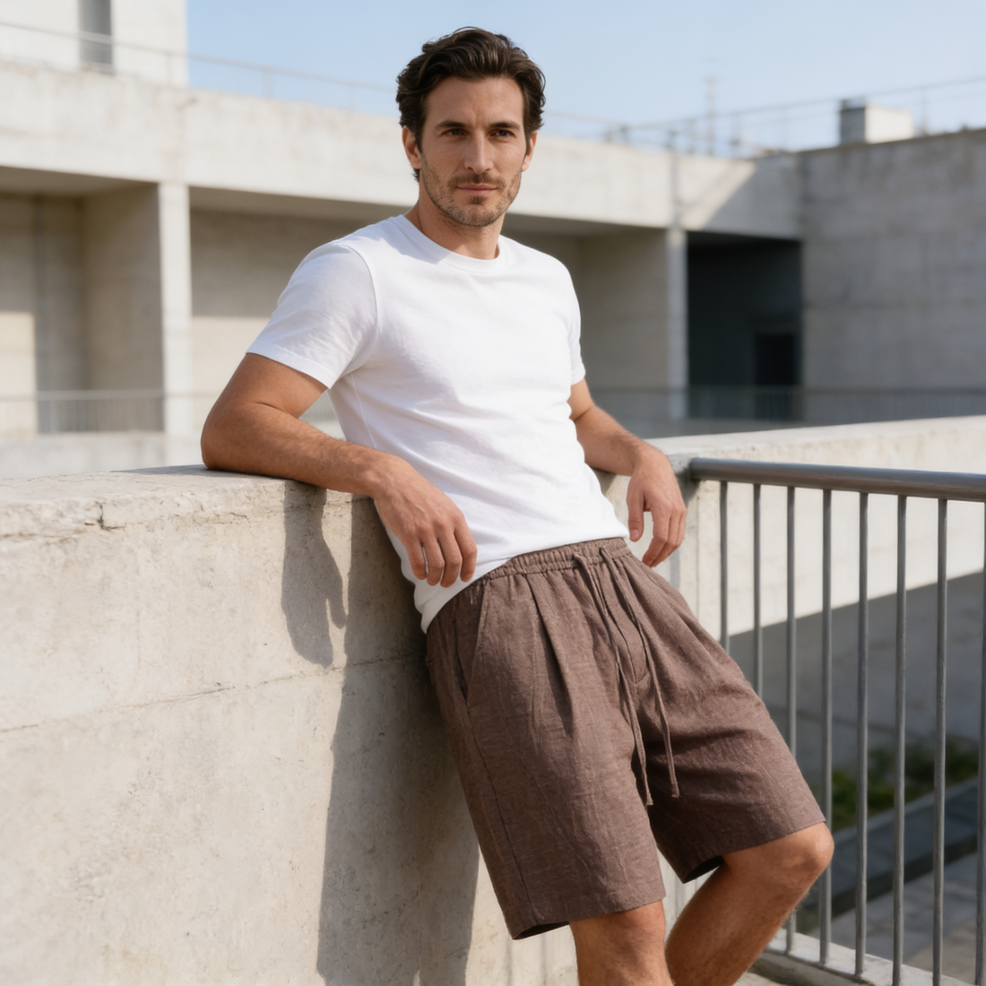Men's Textured Polyester Drawstring Shorts