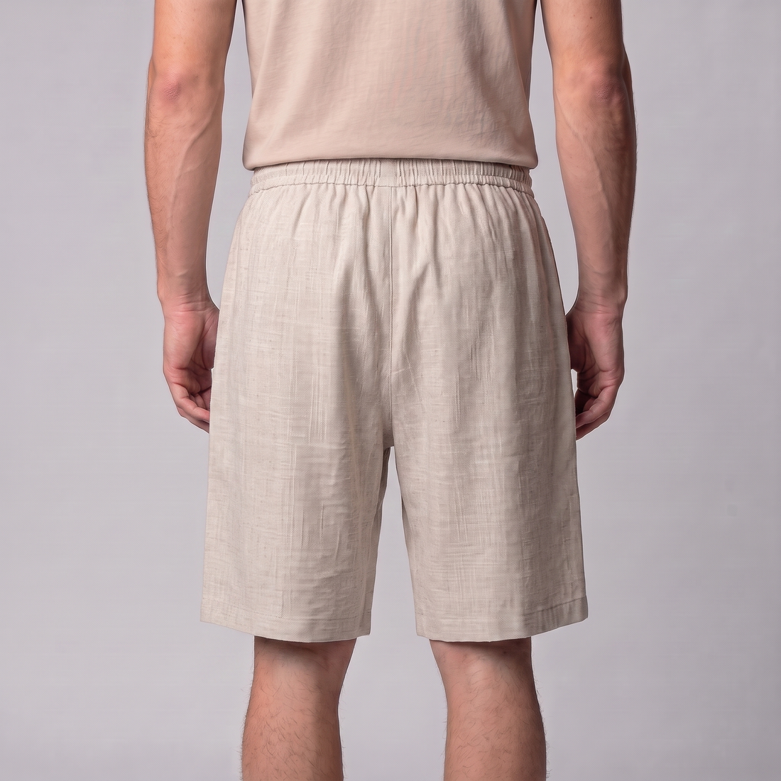 Men's Textured Polyester Drawstring Shorts