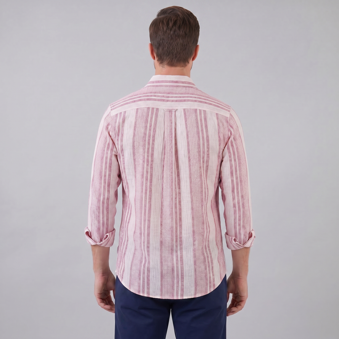 Men's Textured Stripe Button-Up Summer Shirt