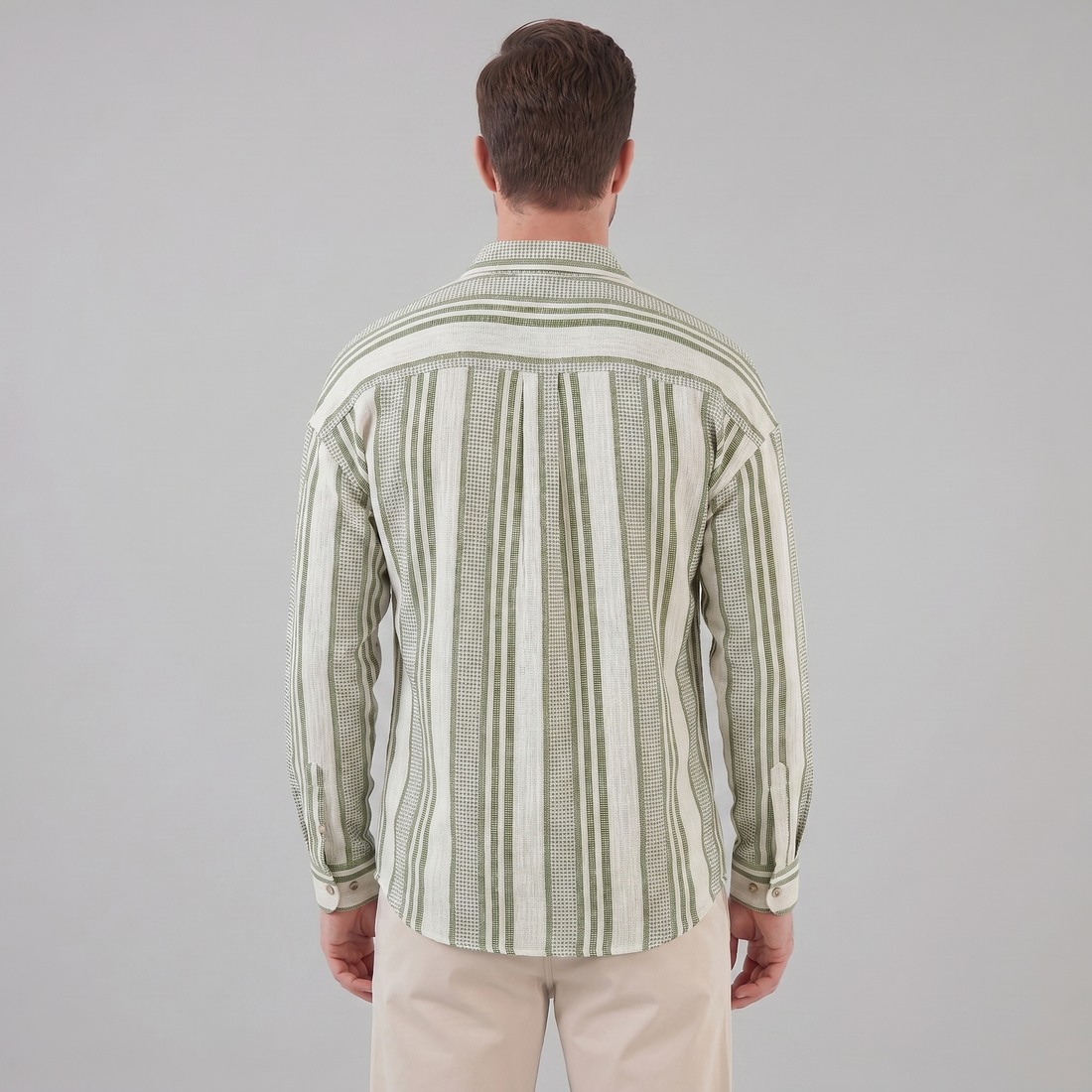 Men's Textured Stripe Button-Up Summer Shirt