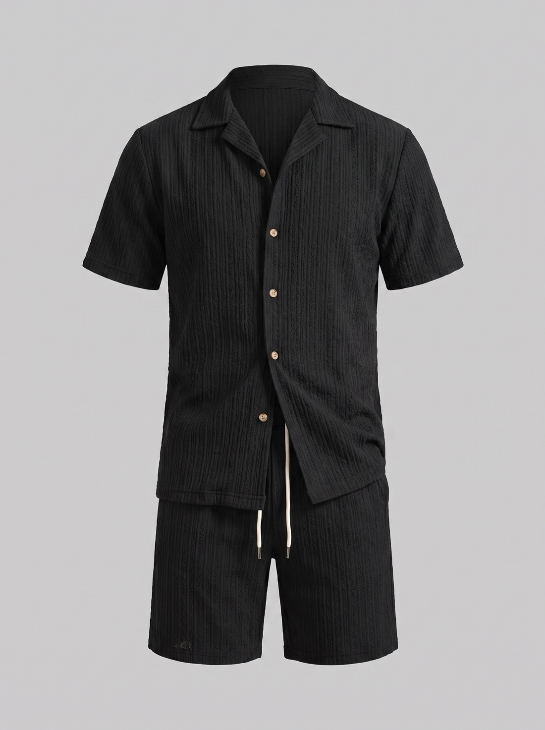 Men's Textured Stripe Short Sleeve Co-Ord Set