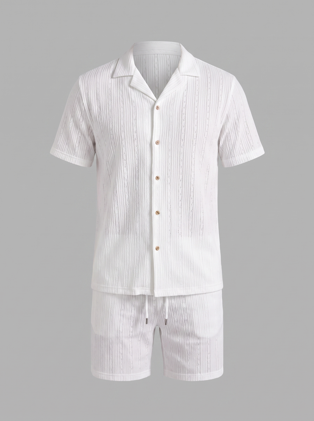 Men's Textured Stripe Short Sleeve Co-Ord Set
