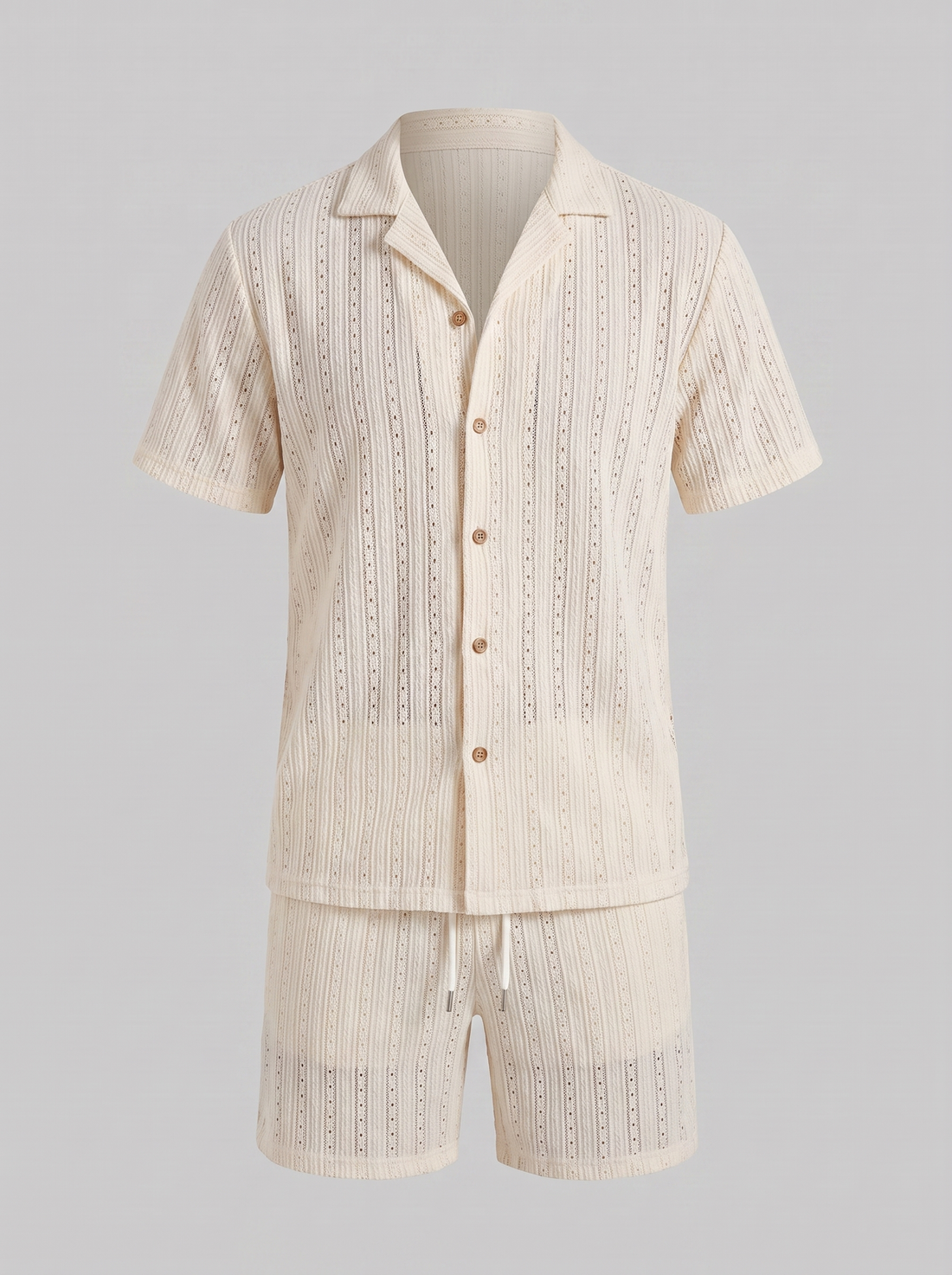 Men's Textured Stripe Short Sleeve Co-Ord Set