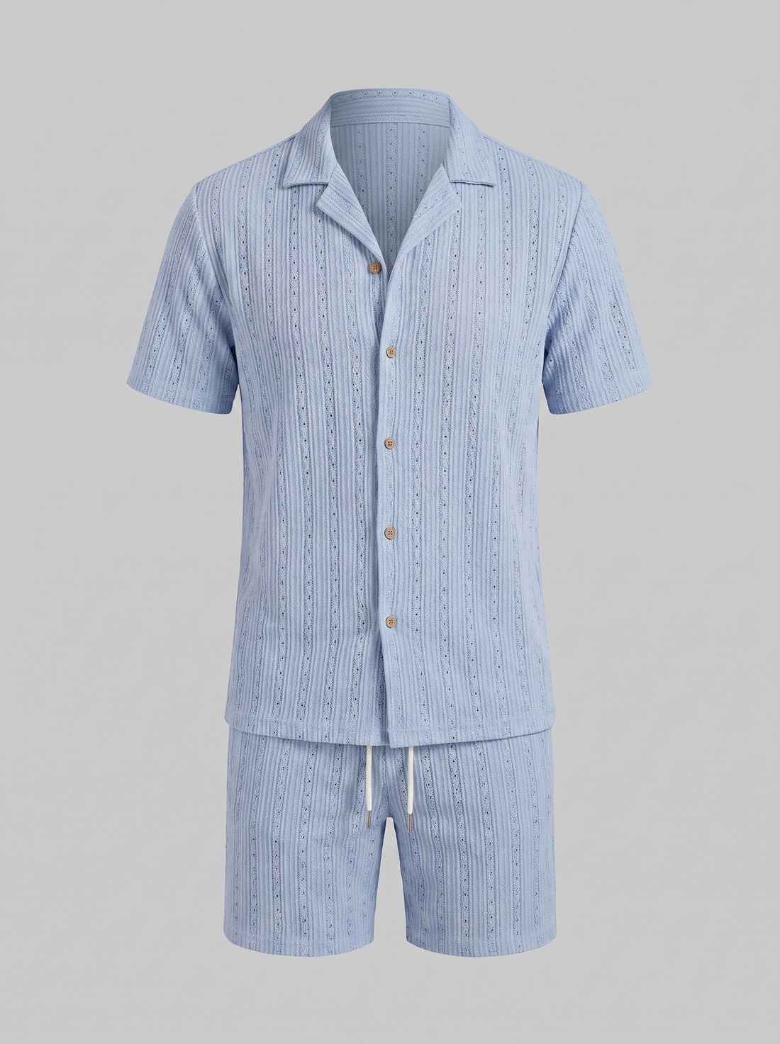 Men's Textured Stripe Short Sleeve Co-Ord Set