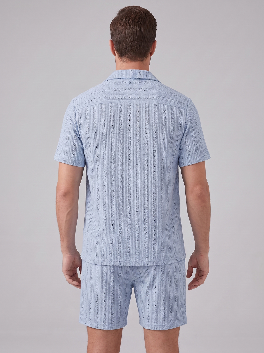 Men's Textured Stripe Short Sleeve Co-Ord Set
