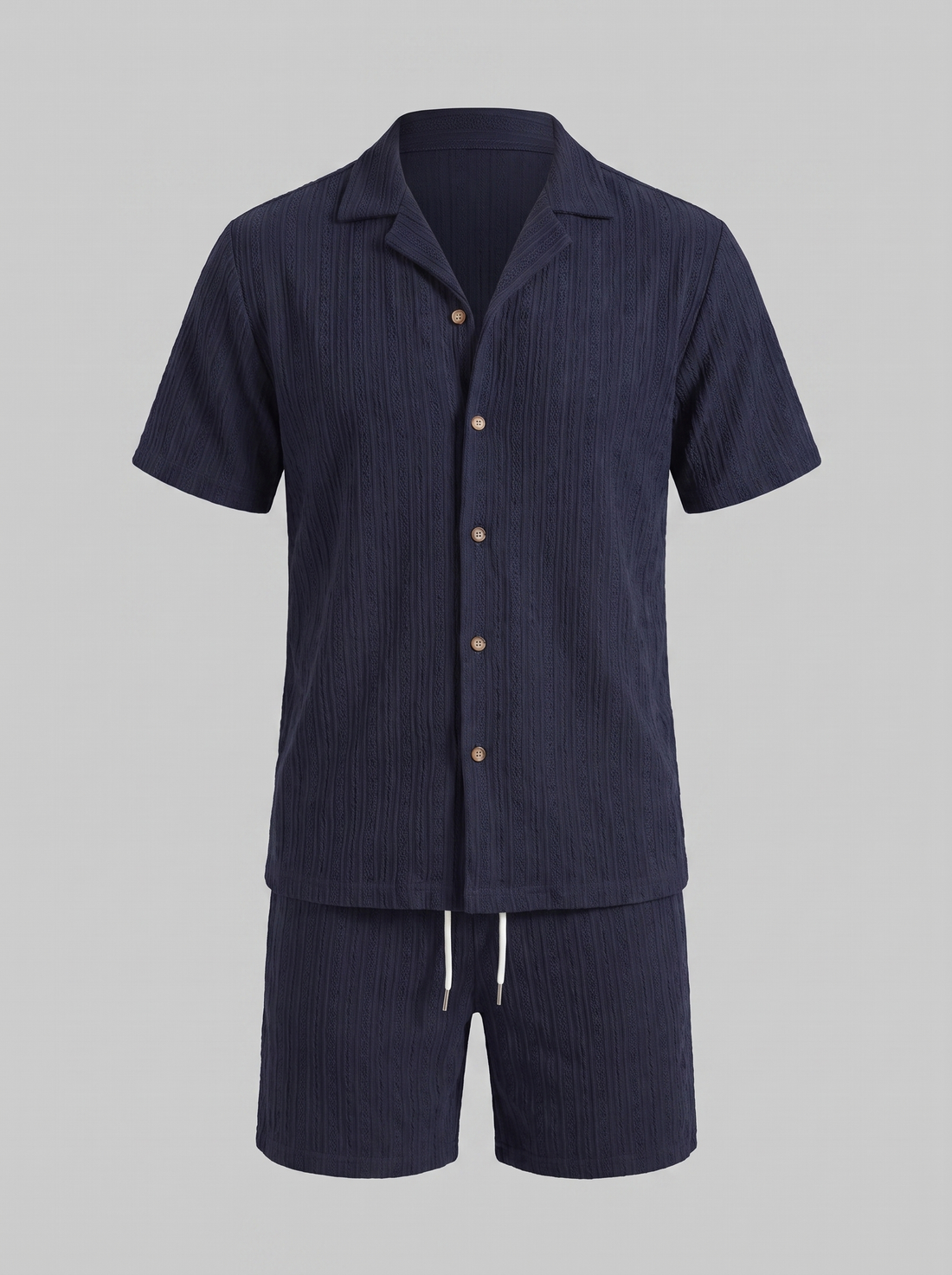 Men's Textured Stripe Short Sleeve Co-Ord Set