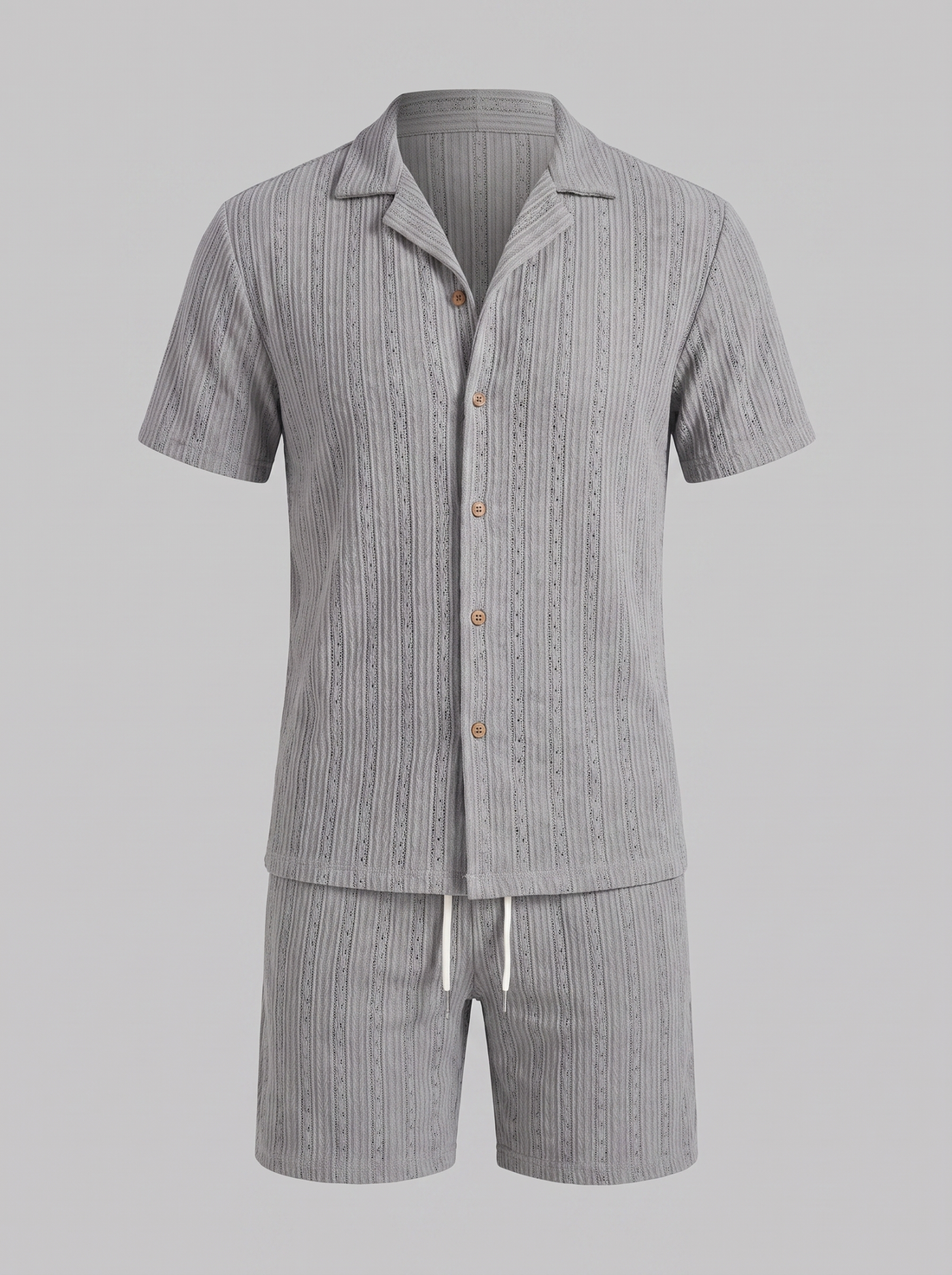 Men's Textured Stripe Short Sleeve Co-Ord Set