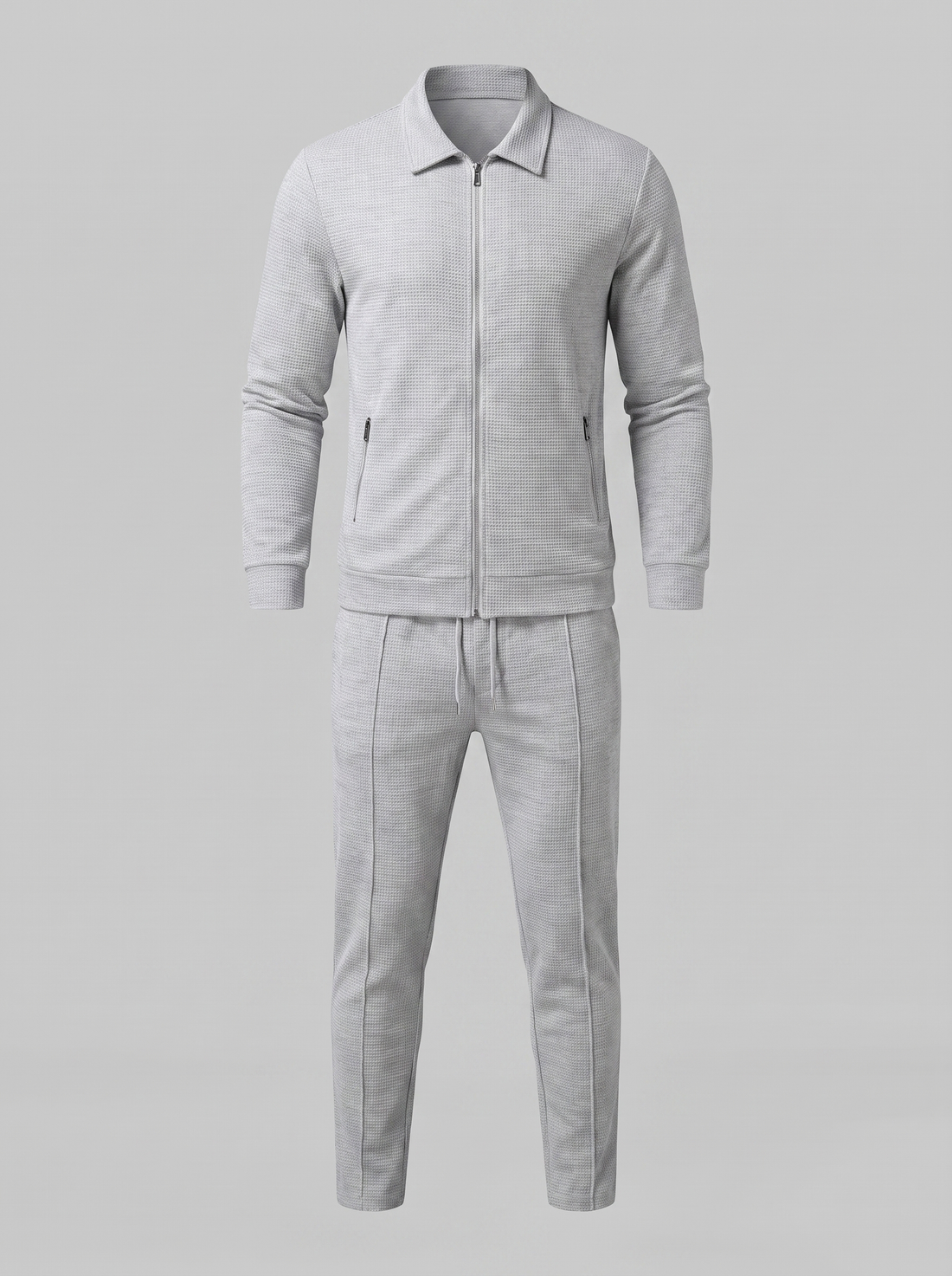 Men's Textured Zip Jacket Trouser Set