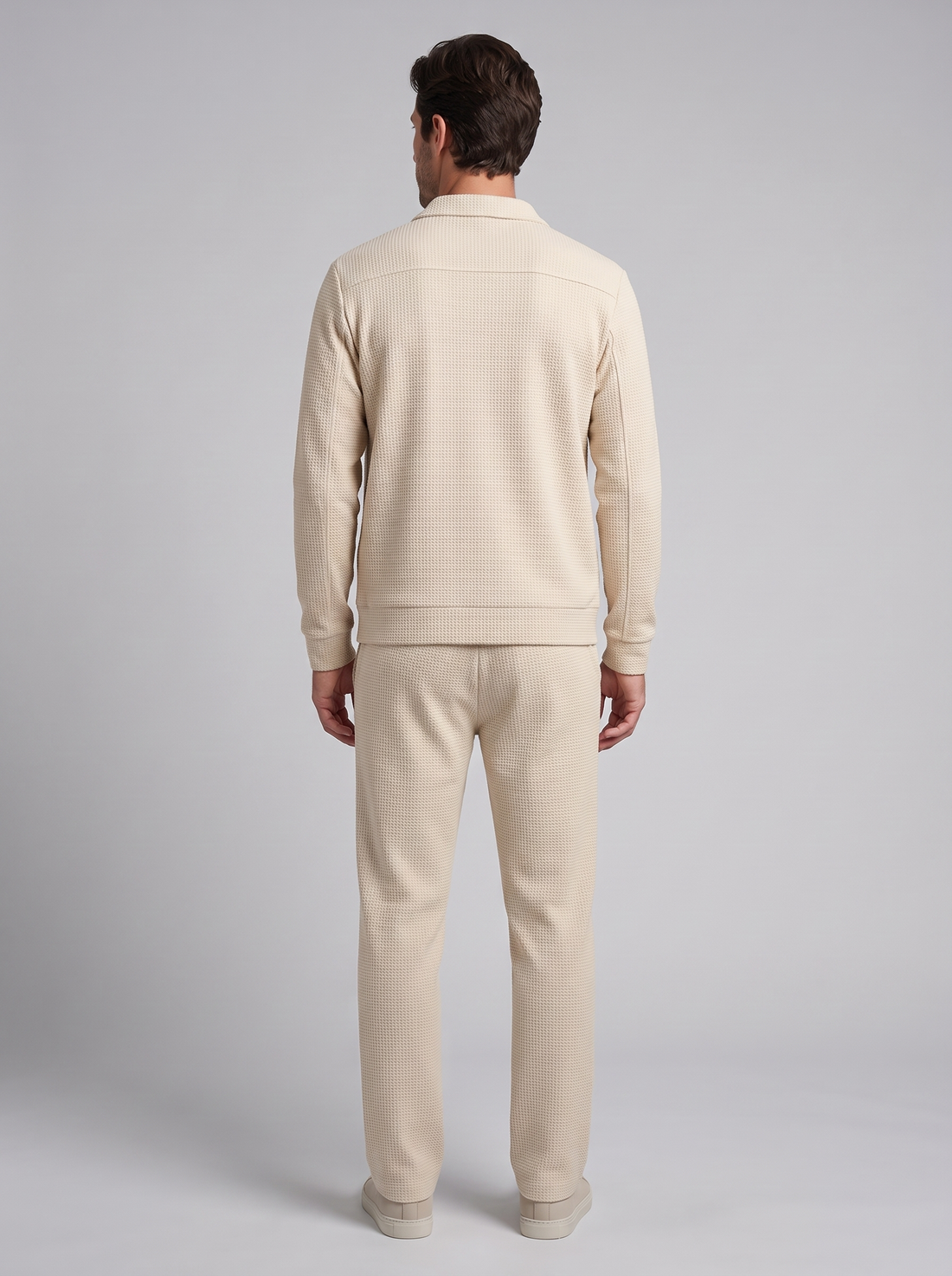 Men's Textured Zip Jacket Trouser Set