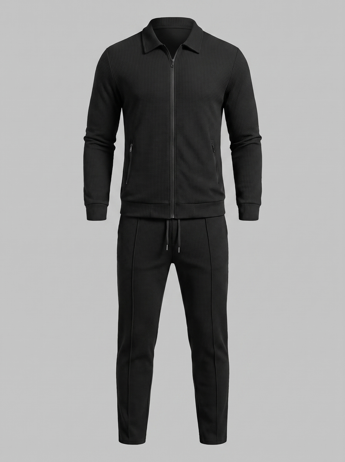 Men's Textured Zip Jacket Trouser Set