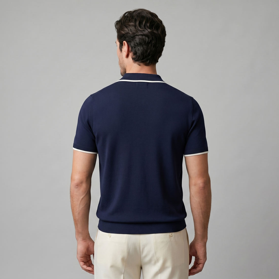 Men's Tipped Open-Collar Knit Polo