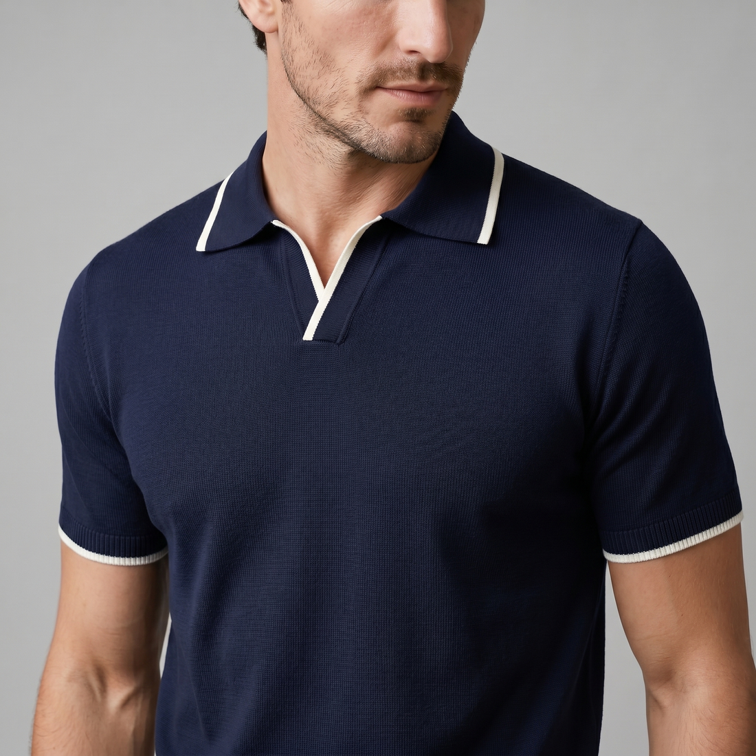 Men's Tipped Open-Collar Knit Polo