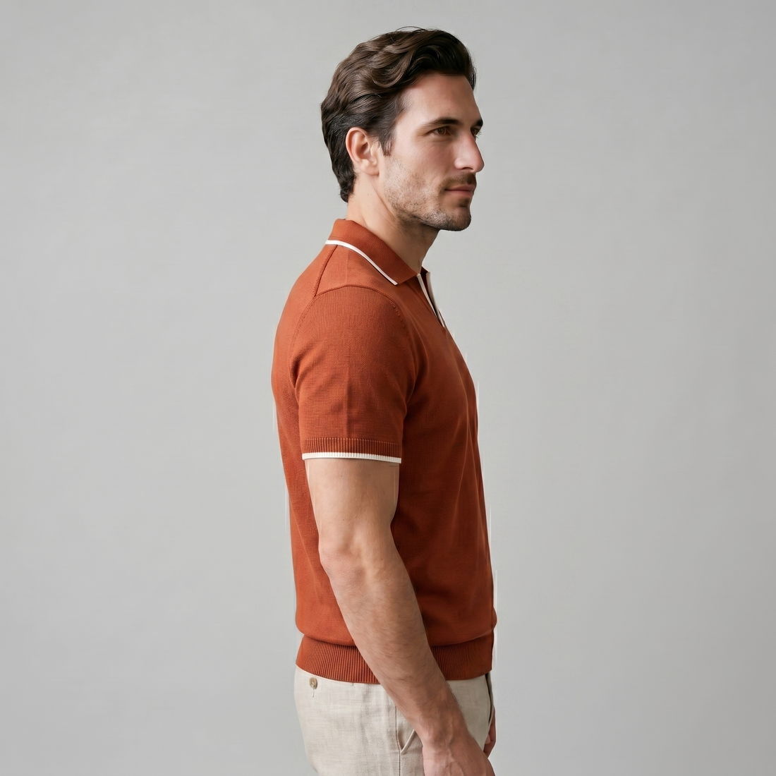 Men's Tipped Open-Collar Knit Polo
