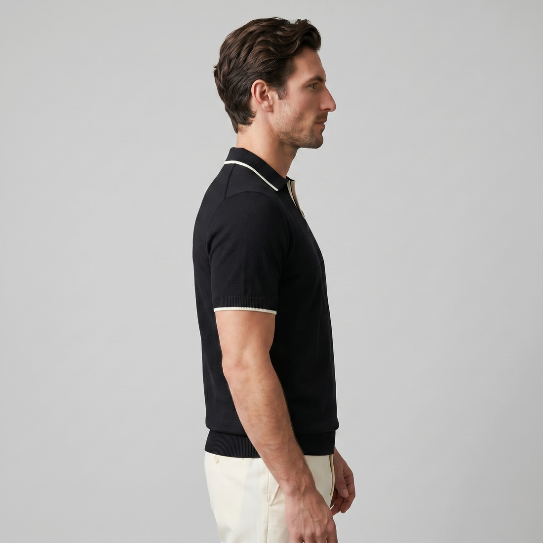 Men's Tipped Open-Collar Knit Polo