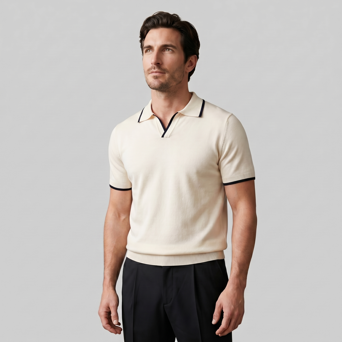 Men's Tipped Open-Collar Knit Polo