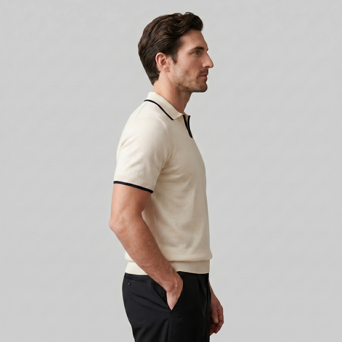 Men's Tipped Open-Collar Knit Polo