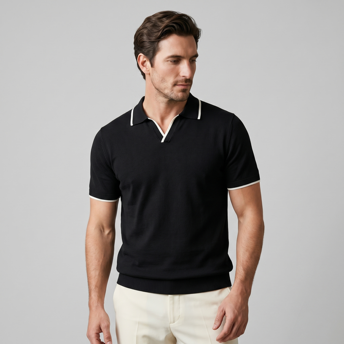 Men's Tipped Open-Collar Knit Polo