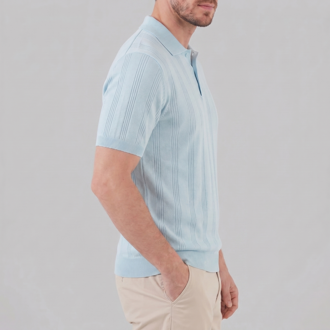 Men's Vertical Stripe Knit Polo