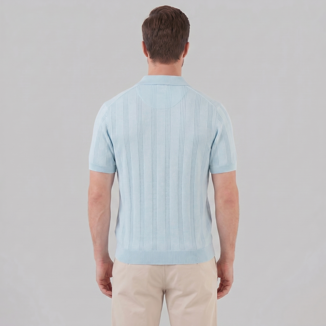 Men's Vertical Stripe Knit Polo