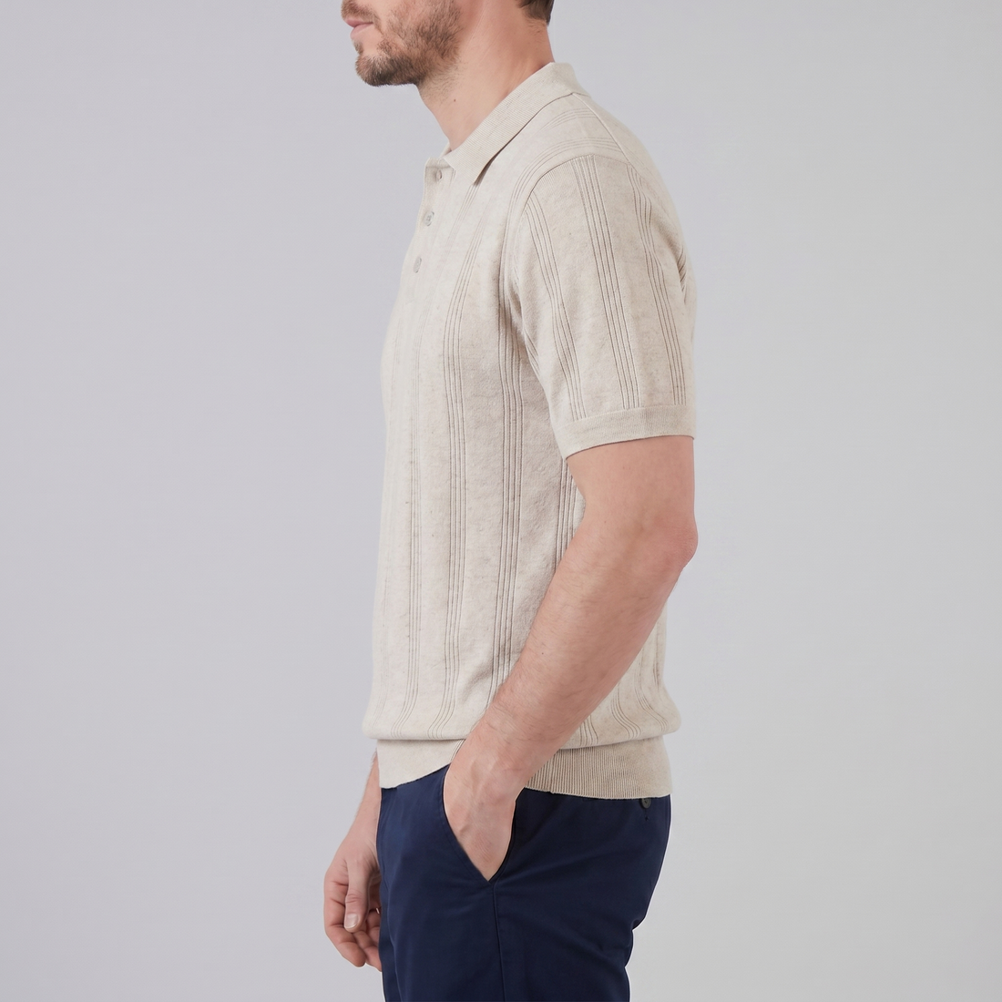 Men's Vertical Stripe Knit Polo