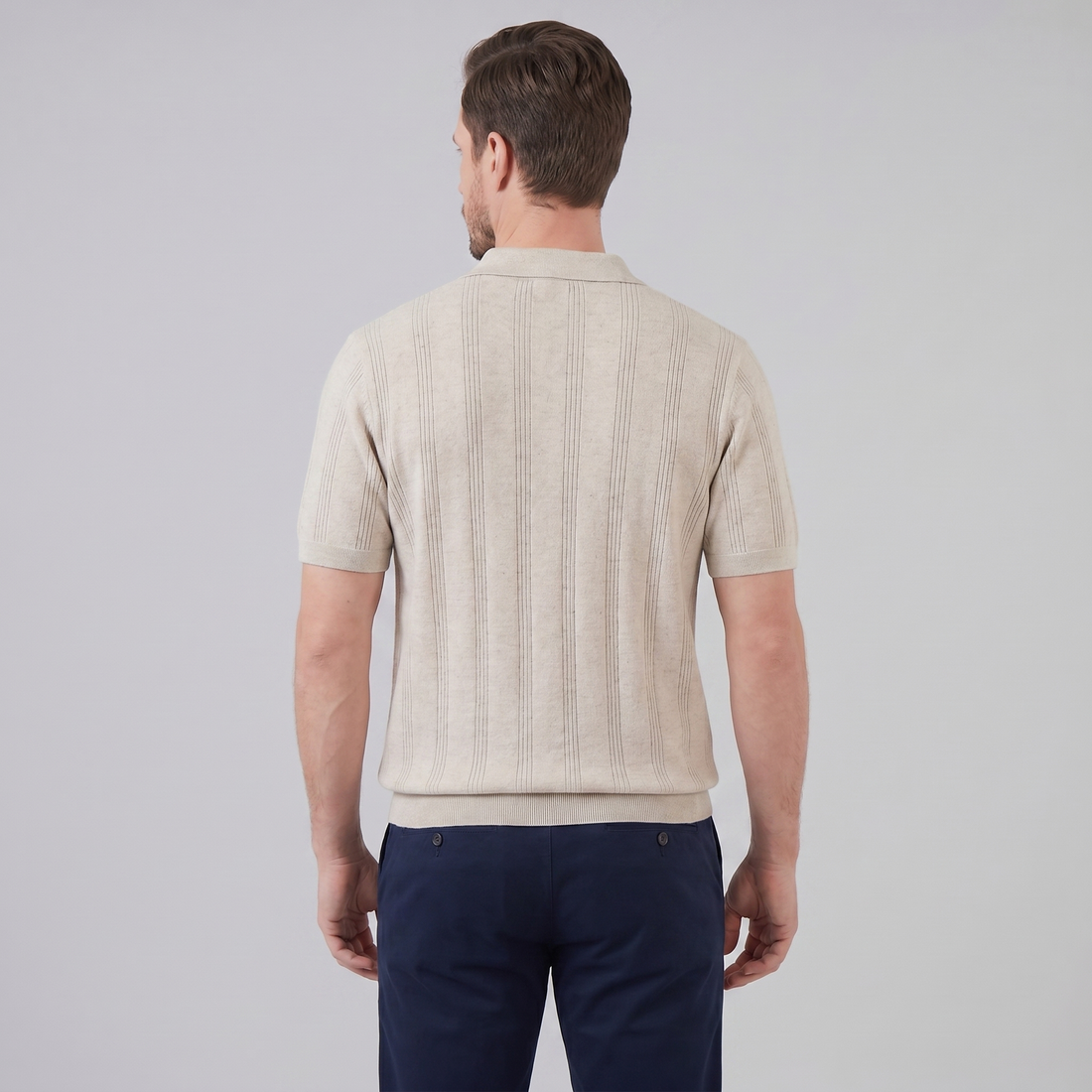 Men's Vertical Stripe Knit Polo