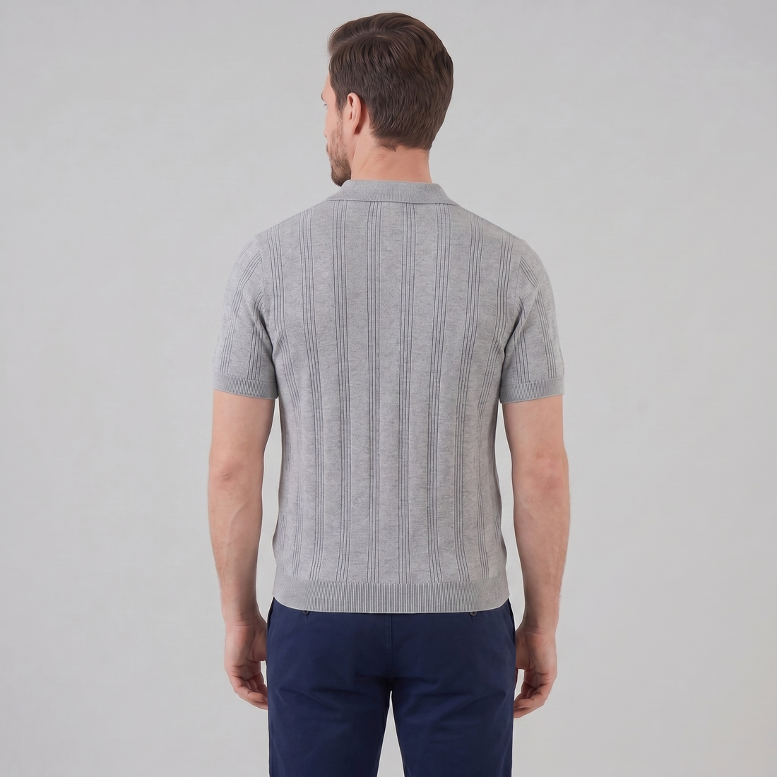 Men's Vertical Stripe Knit Polo