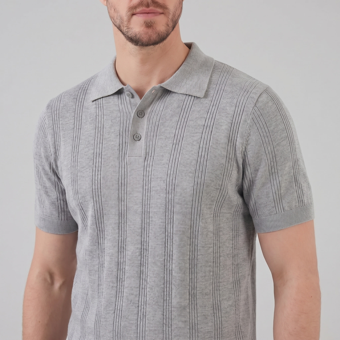 Men's Vertical Stripe Knit Polo