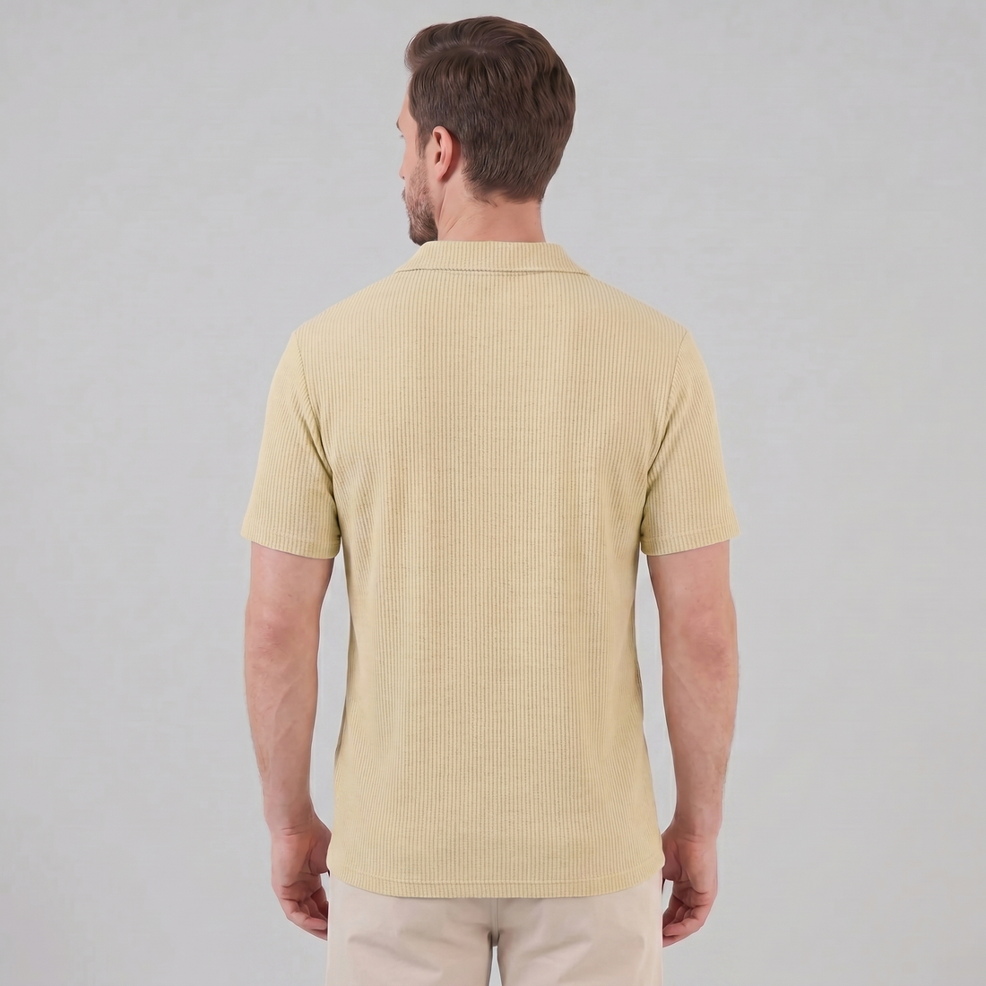 Men's Waffle Knit Open Collar Polo