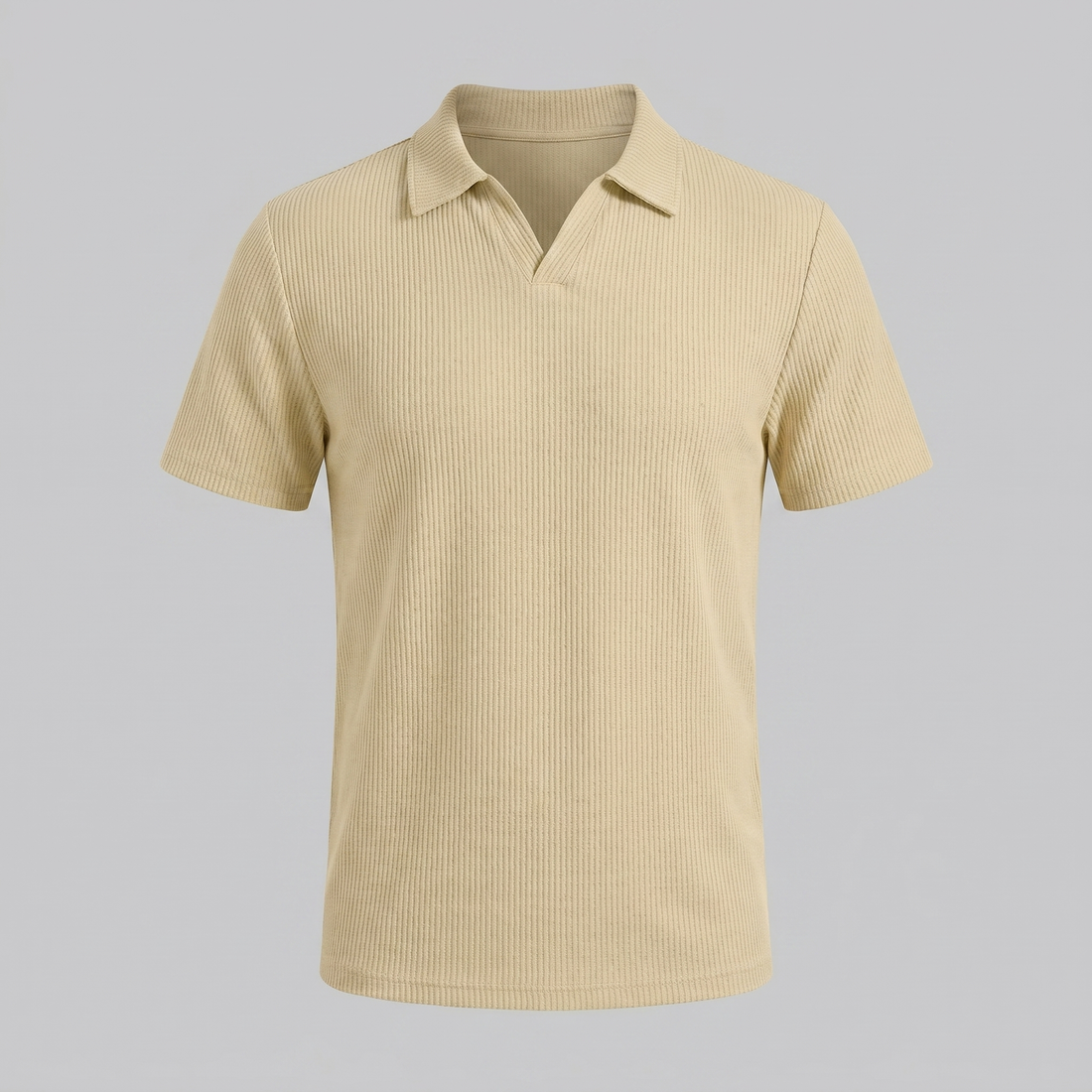 Men's Waffle Knit Open Collar Polo