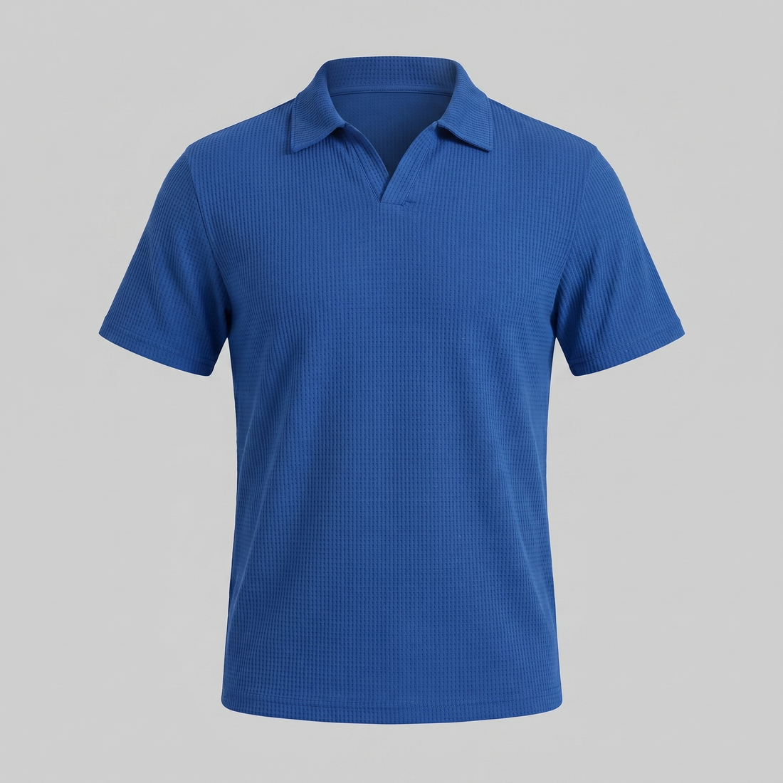 Men's Waffle Knit Open Collar Polo