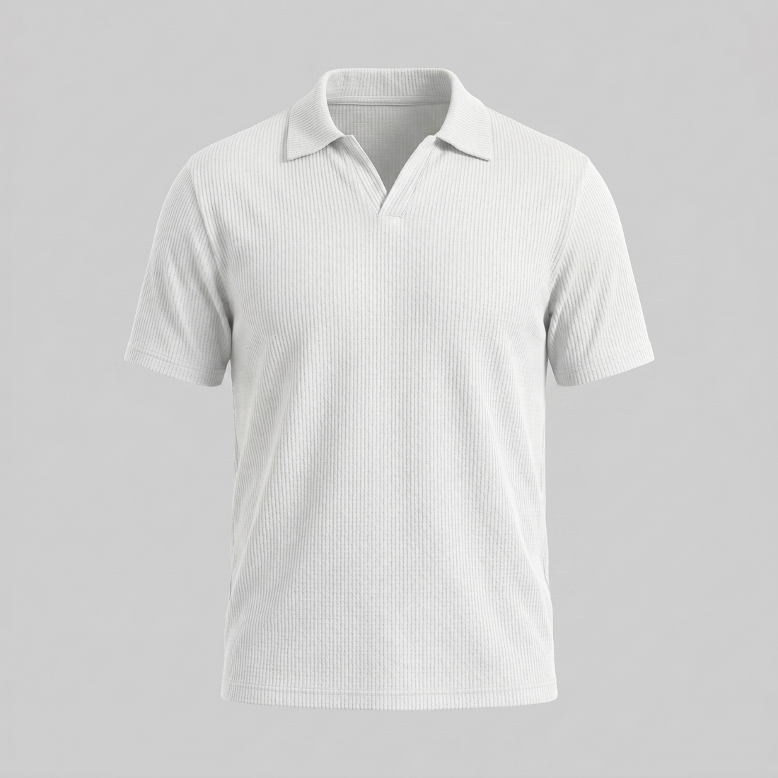 Men's Waffle Knit Open Collar Polo